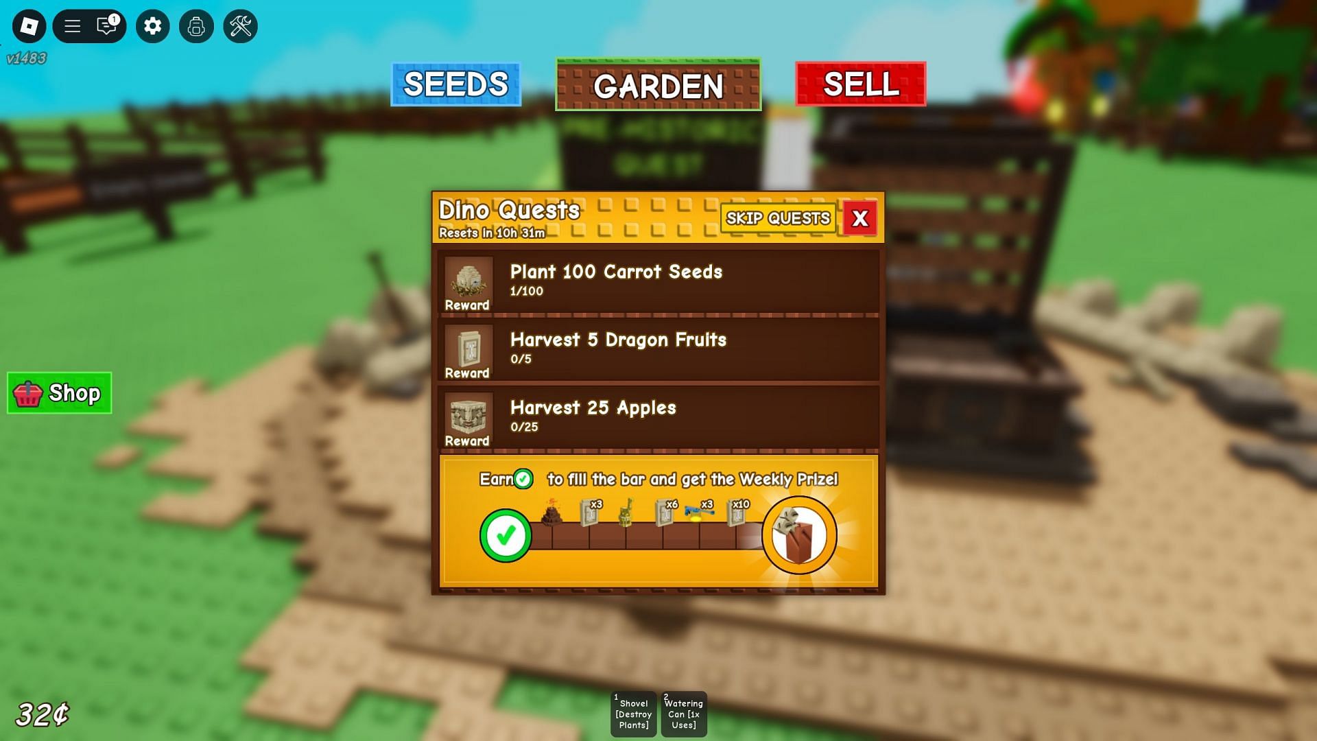 Complete quests to obtain the seed (Image via Roblox)